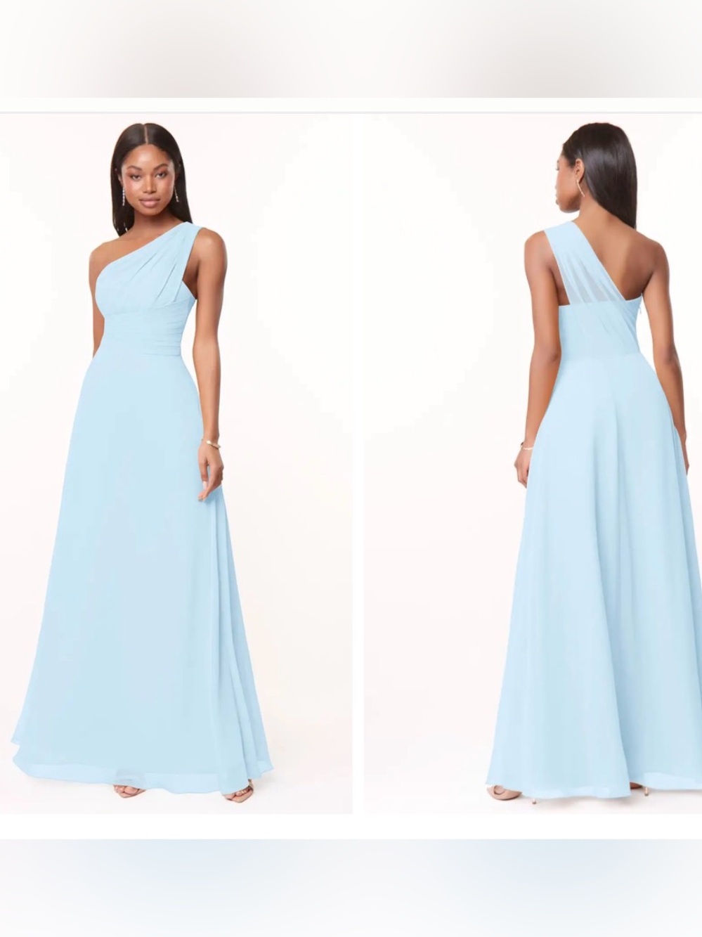 Azazie Ashley Sky Blue A-Line Ruched Chiffon Bridesmaid Dress